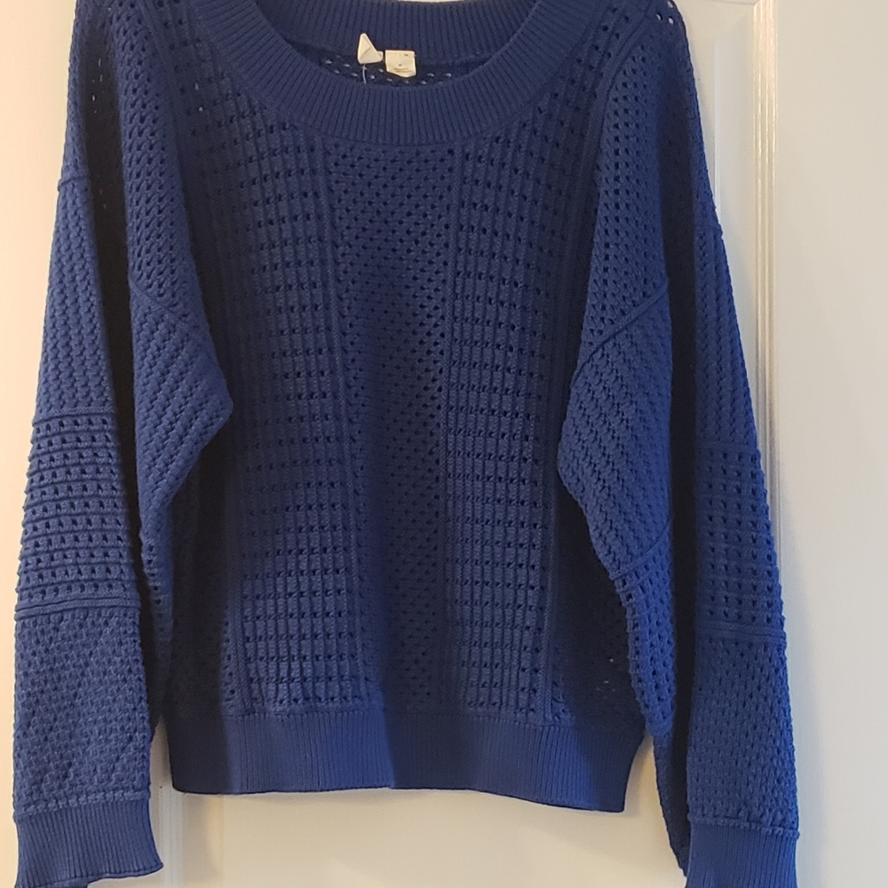 Anthropologie Moth blue sweater with 3/4 sleeves M